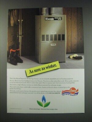 1991 Rheem Imperial 90 Plus Gas Furnace Ad - As sure as winter | eBay