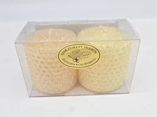 2 Handmade Beeswax Pillar Candle Butter Almond Glitter Oak MISMATCHED COLORS 2"