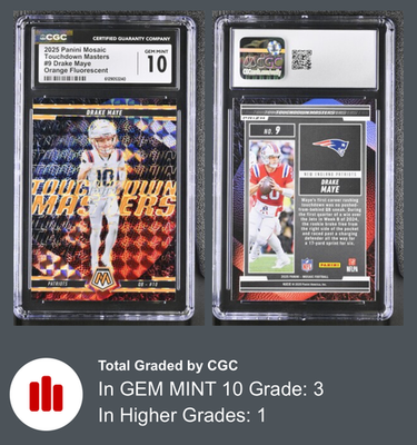 2025 Panini Mosaic - Touchdown Masters Drake Maye #9 Orange