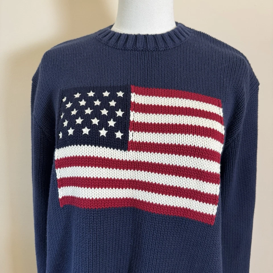 Suéter John Galt Brandy Melville Azul Marino Algodón Bandera Americana EE. UU. Talla Única Foto 2 de 4