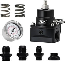 PQY Adjustable EFI Fuel Pressure Regulator Kit 3-70PSI with AN8 Feed black