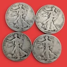 Lot of 4 Walking Liberty Half Dollars 90% Silver 900 48.9g all 1940 American B1