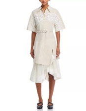 3.1 Phillip Lim Lace Trim Belted Shirt Dress MSRP 695