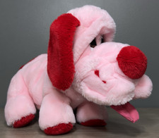 Vintage 1986 Kennel Club Basset Hound Dog Plush Animal Playthings Pink Red 13"