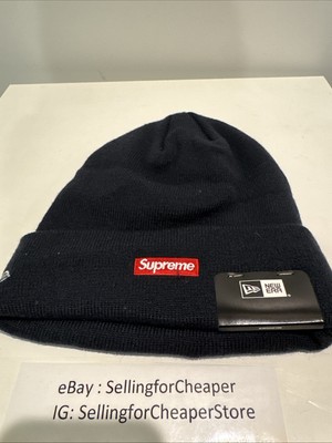 NEW Supreme New Era Script Beanie Navy / Red Logo with Diamonds