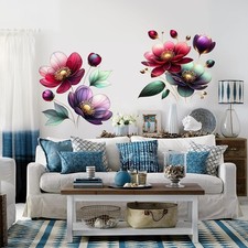 Boho Flower Wall Stickers Wildflower Floral Grass Peel and Stick Wall Stickers