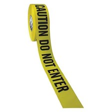 Barricade Tape With Reel,  Caution No Parking,  Yellow,  3 In Wide X 1, 000 Ft