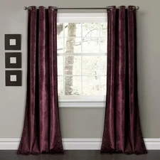 Half Moon Prima Velvet Solid Curtain Panels 2-Pack 82" Plum Room Darkening