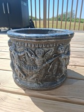 Round Concrete Planter Cupid Design 12in Wide...