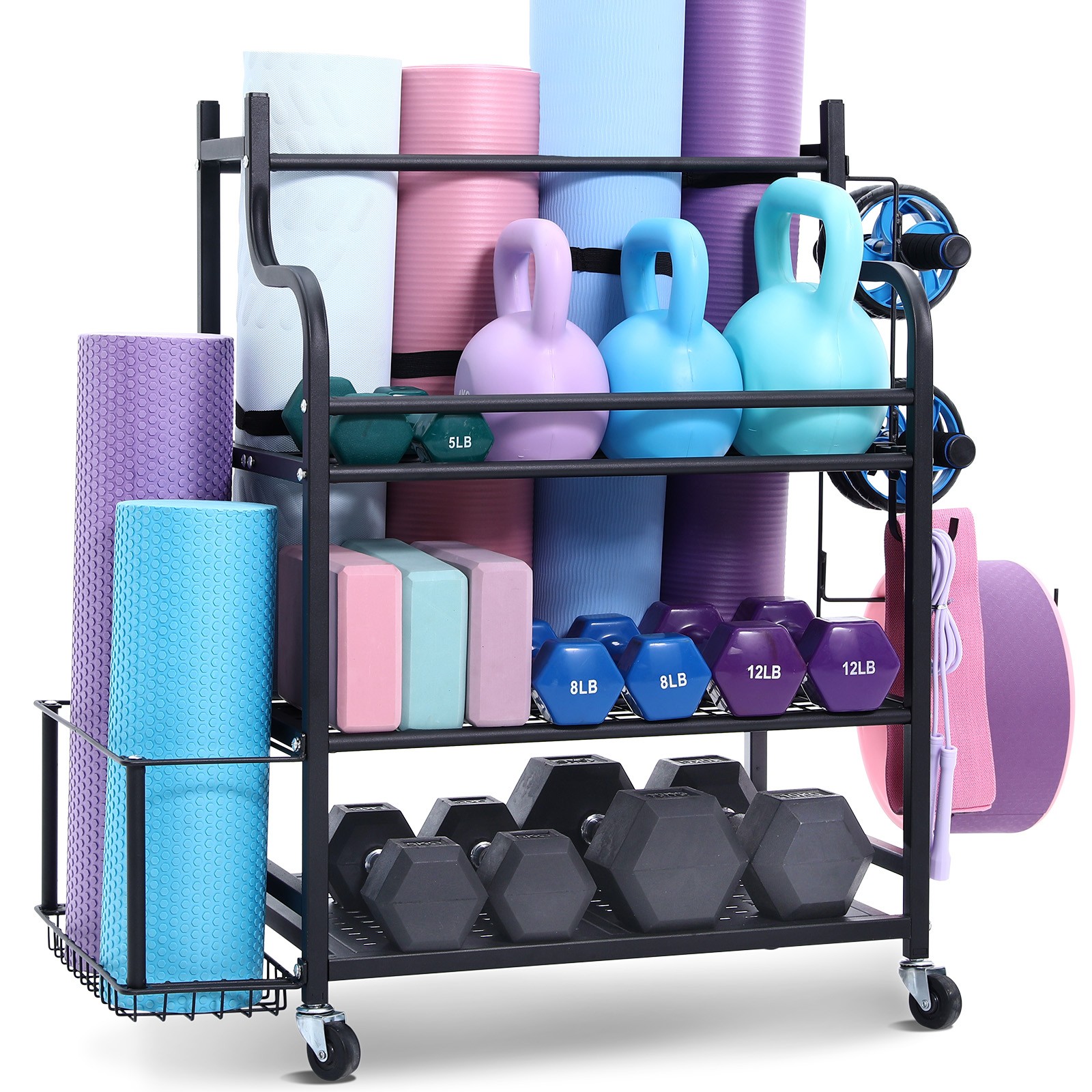 Organisateur de yoga VEVOR à 3 niveaux pour tapis et briques