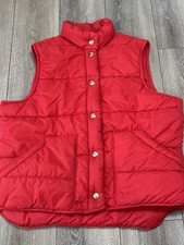 Vintage 60s 70s LL Bean Red Puffer Vest Medium Union USA Made Cursive Tag