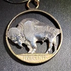 Buffalo Nickel 5c US Coin  cut out pendant