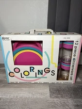 Vtg 12 Piece Colorings Stripe Retro  Dinnerware Set  PMC DallasWare  Texas P-49