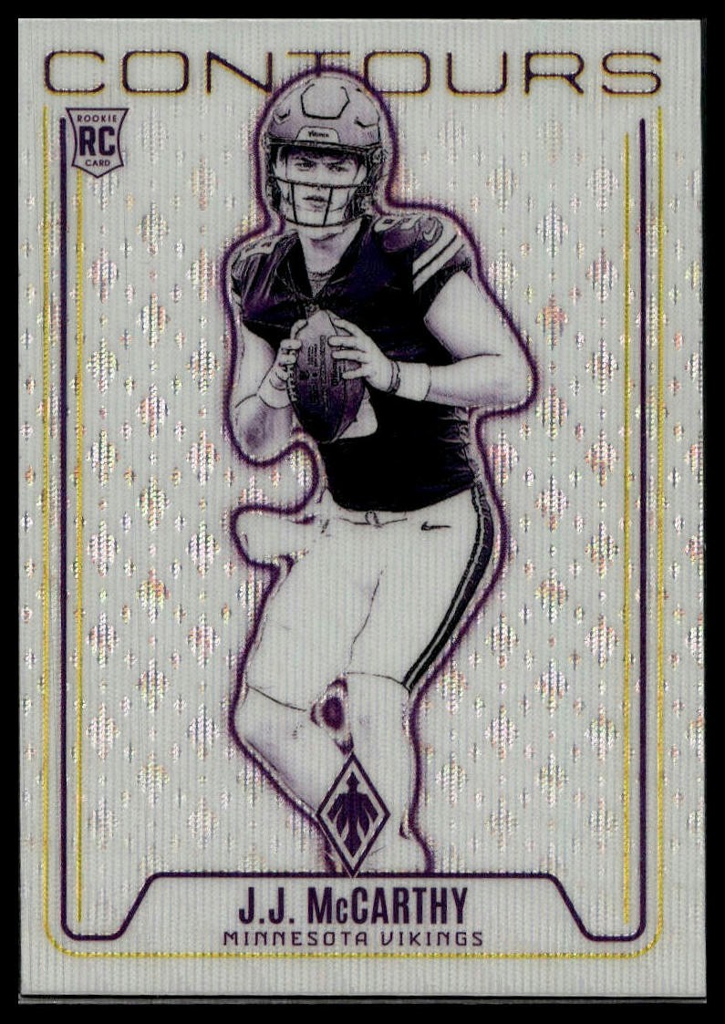 2024 Panini Phoenix #CON-JMY J.J. McCarthy Contours White Shimmer