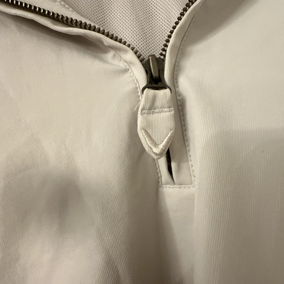 Jaqueta Pulôver Masculina Vintage Callaway Golf 1/4 Zíper 2XB Forrada em Creme Quebra-Vento - Imagem 3 de 4