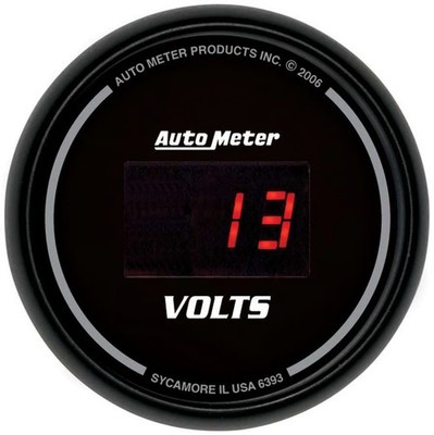 Autometer 6393 Sport-Comp Digital Voltmeter 2-1/16'', 18V, Digital, Black Dial