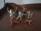 VINTAGE 1950s MARX FORT APACHE PLAYSET STOCKADE 60mm INDIAN FIGURES & HORSES