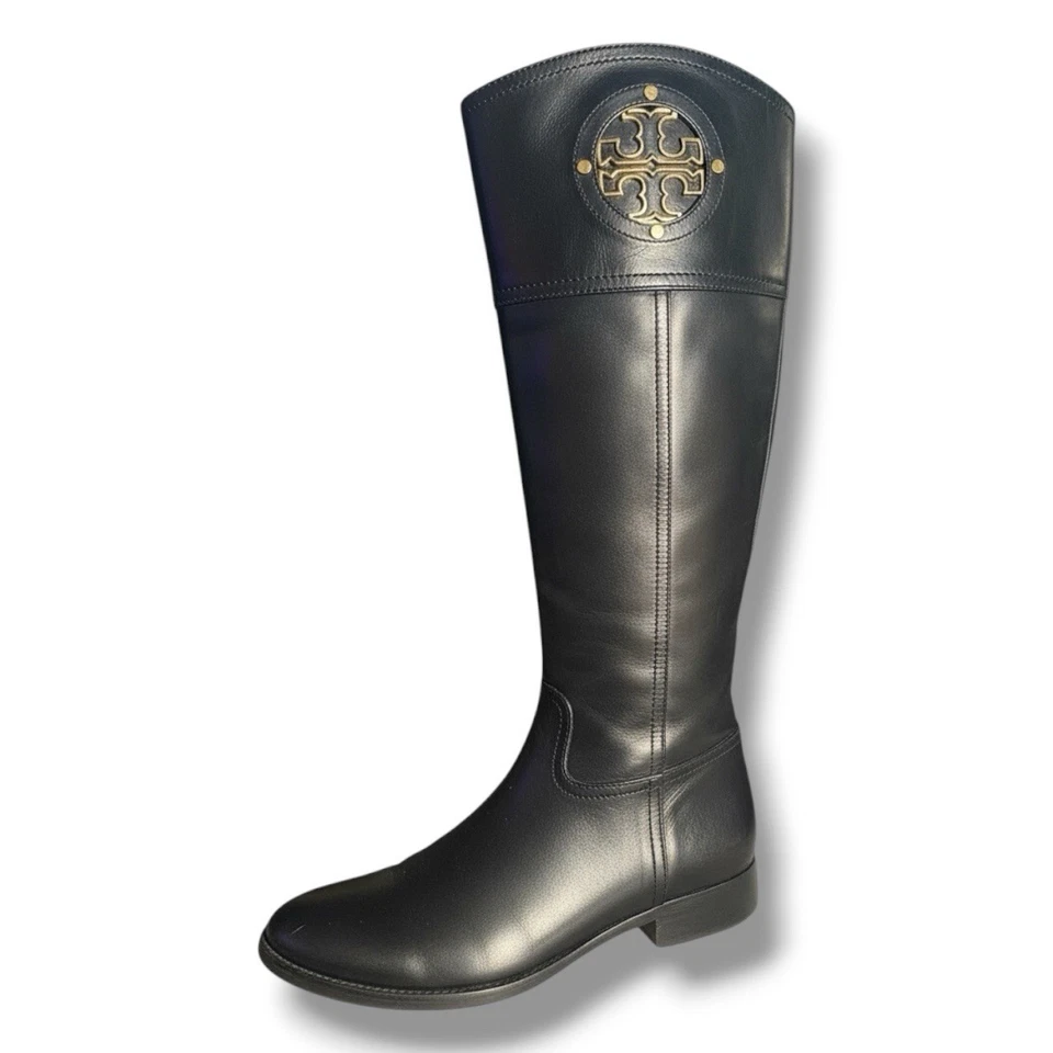 TORY BURCH Women’s Kiernan Black Leather Equestrian Riding Boots Size 7 - Image 2 of 4