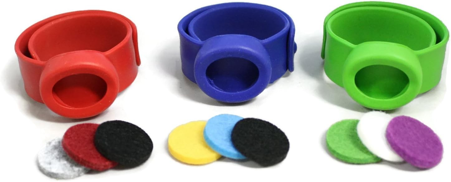 Diffuser Slap Bracelet For Kids - 3 Bracelets And 9 Felt Ins