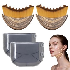 Lymphatic Drainage Face Brush 2Pcs Soft Bristles Contour Massager Coffee