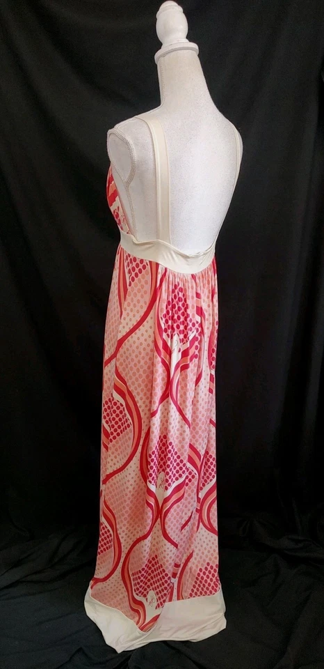 Maxi Vestido Vintage Y2K Baby Phat Op Art Rosa Blanco Jersey Círculo Correa Detalle L Foto 2 de 4