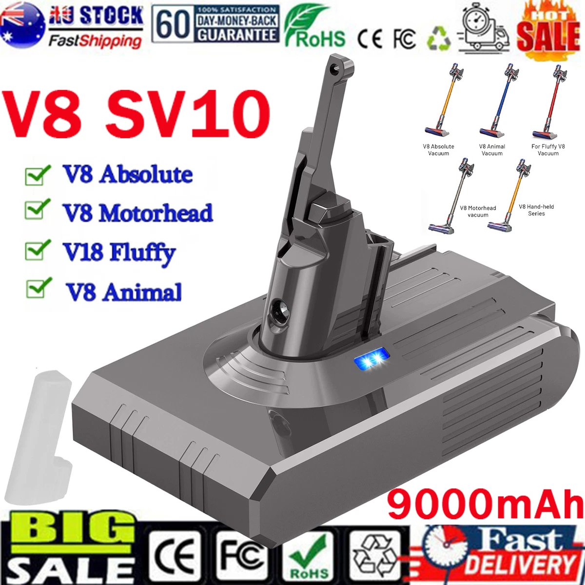 9000mAh Battery For Dyson V8 All Series SV10 Absolute V8 Animal Cordless Vacuum