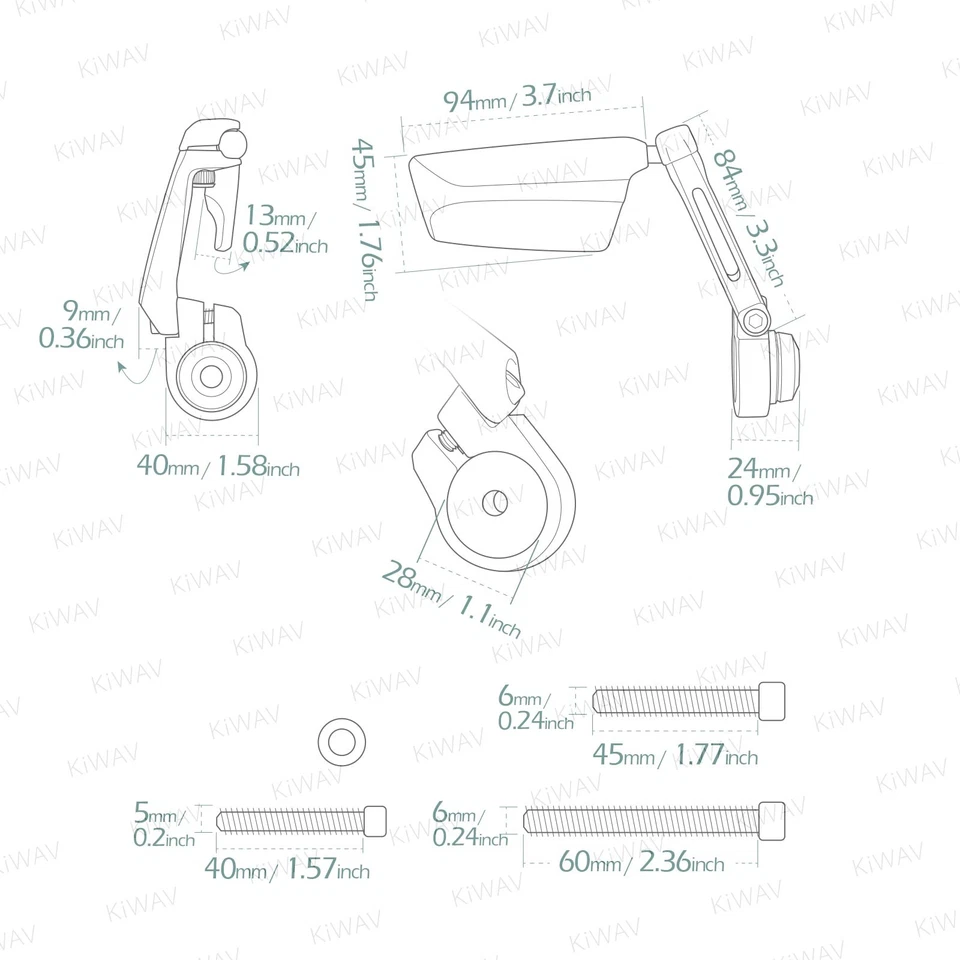 Bar end mirror RIGHT X1 LEAP folding black 6mm fits Triumph Tiger 800 Rocket III - Image 2 of 4