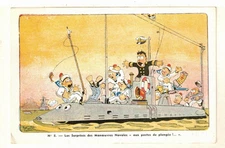 c1940 French Comic Art PC: Les Surprises des Manoevres Navales - a/s: Mellter