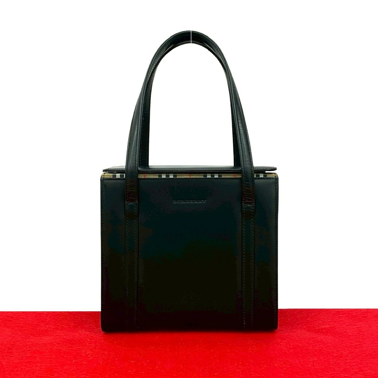 Borsa a mano Burberry in pelle nera vintage autentica