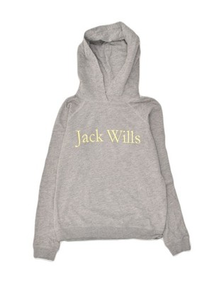 Jack Wills Damen Loose Fit Grafik Hoodie Pullover UK 6 XS Grau Baumwolle AG14