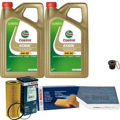 BOSCH Inspektionspaket 10 L Castrol EDGE 5W-30 LL für Audi A5 Cabriolet S5