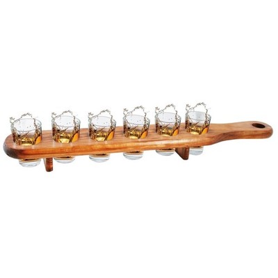OOTB 93/2056 ShooterGläser 6er Set mit Holzlatte, 45 cm, Bunt
