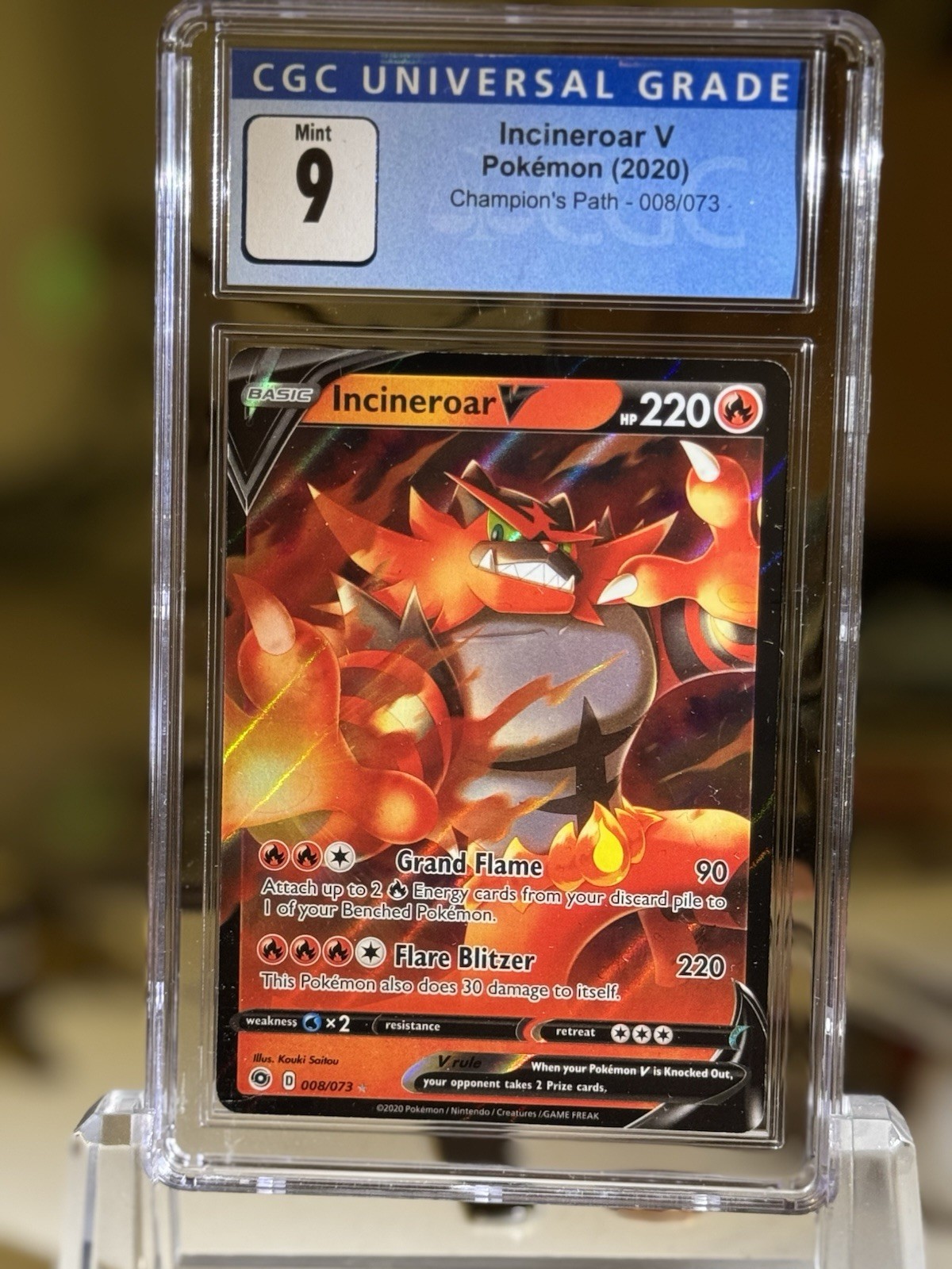 Incineroar V 08/73 Champions Path Holo CGC 9 Pokemon Card