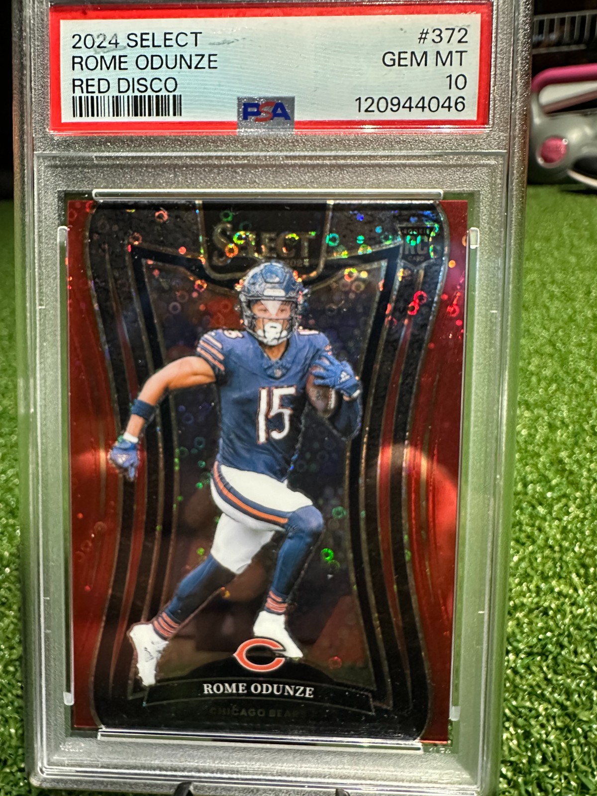 2024 Panini Select - Suite Level Rome Odunze #372 Red Disco Prizm /49 RC PSA 10