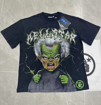 Hell Studios star Green Angry Person Tee INS Style Men Short Sleeve T-Shirt