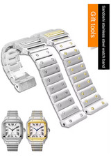 20mm Stainless Steel Watch Strap Fits Cartier Santos 100 Silver & Two Tone Gold