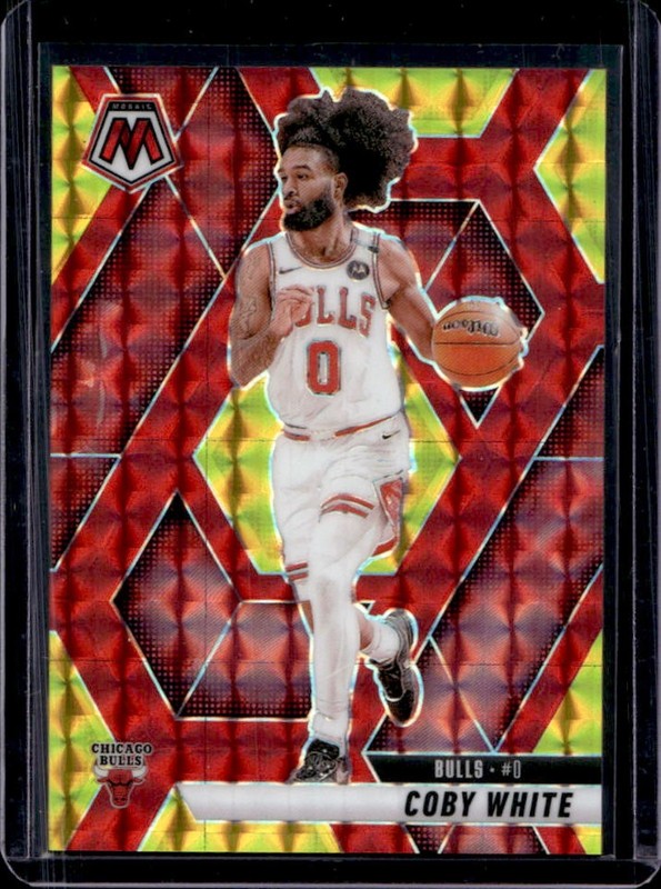 2024-25 Panini Mosaic Coby White Choice Fusion Red & Yellow Mosaic #/75 Bulls