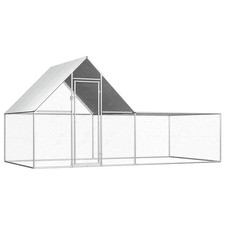 Chicken Coop Silver Galvanized Steel Large Chicken Coop