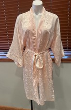 Vintage Victoria Secret Gold Label Kimono Robe Short 80s Baby Pink Silky OS