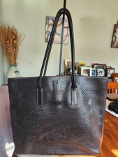 PRADA Black Perforated Leather Handbag Tote 