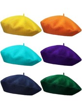 6 Pieces Women Wool Beret Hat French Style Beret Beanie Cap Solid Color Set 4