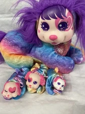 Puppy Surprise Cherry Mother & 3 Puppies Plush Stuffed Animal Dog Babies EUC