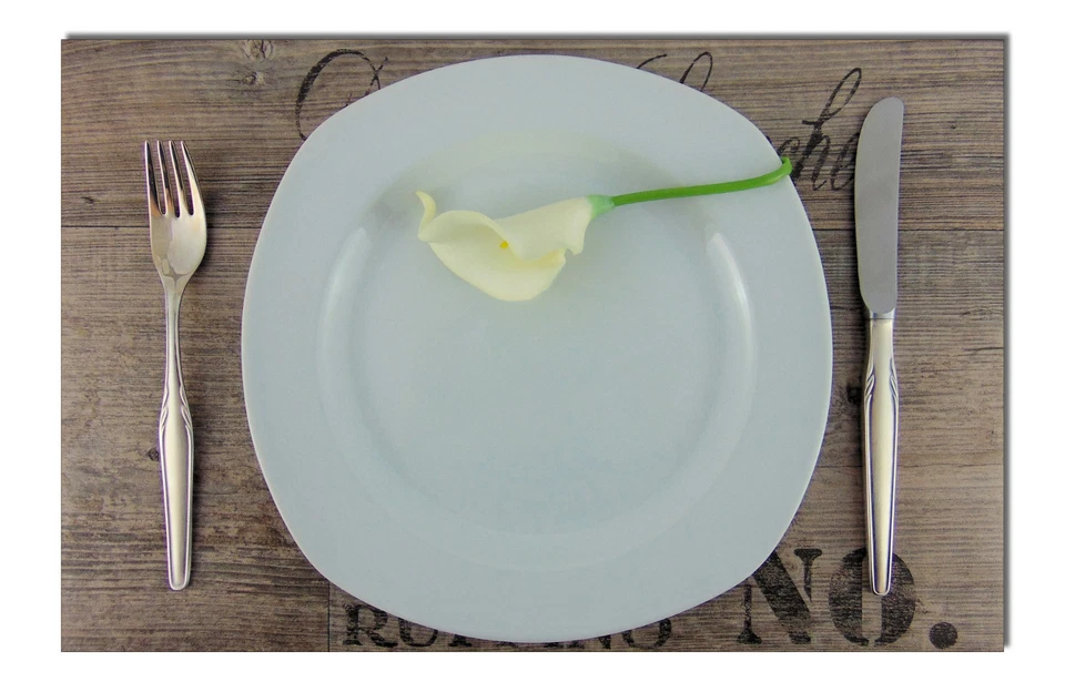 Premium Tischsets Holzoptik Weinkiste Grau-Braun PVC-CV Abwaschbar Kunststoff 🍴 - Bild 3 von 4