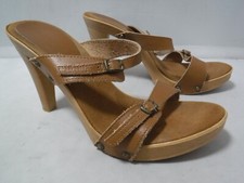VTG Candies Farra ITALY Brown Strappy Straps Buckle Platform Heel Sandals Sz 9
