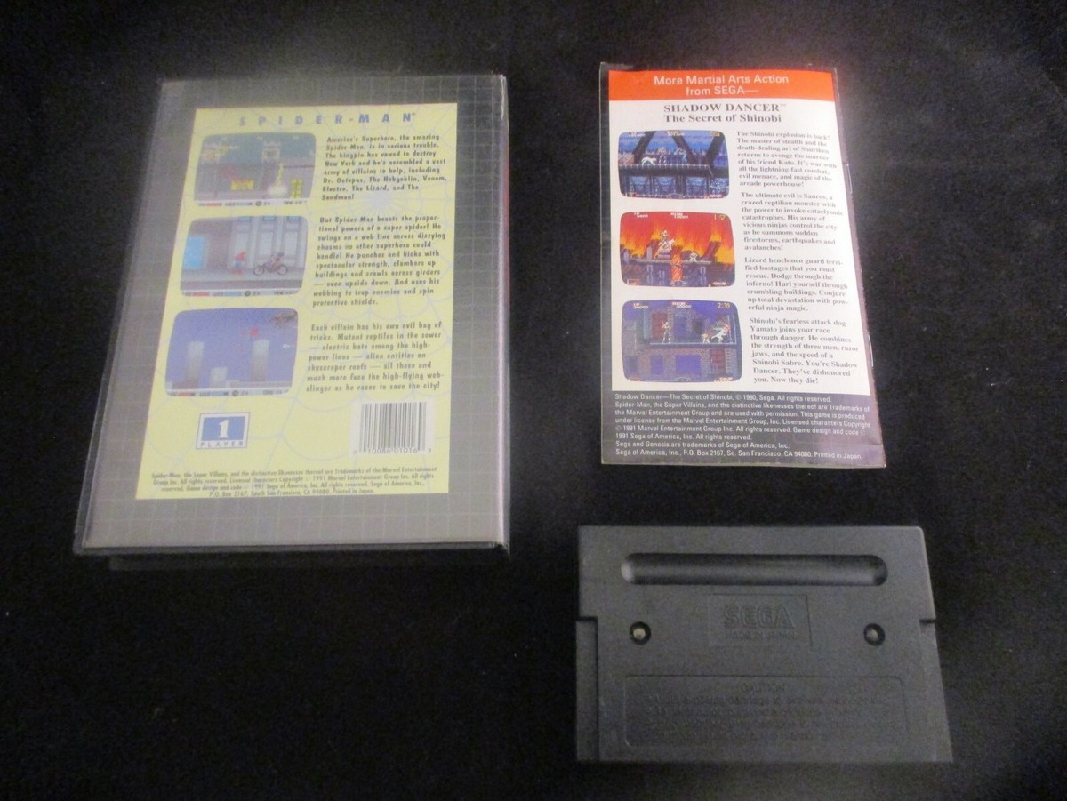 Spider-Man (Sega Genesis, 1991) COMPLETE w/ Box manual game WORKS 