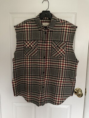 FOG Fear of God x Pacsun Sleeveless Plaid Flannel Shirt Sz S | eBay