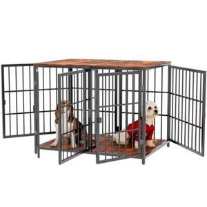 Cage de chien lourd Tube métallique fort Kennel Crate Table d'extrémité avec/diviseur amovible