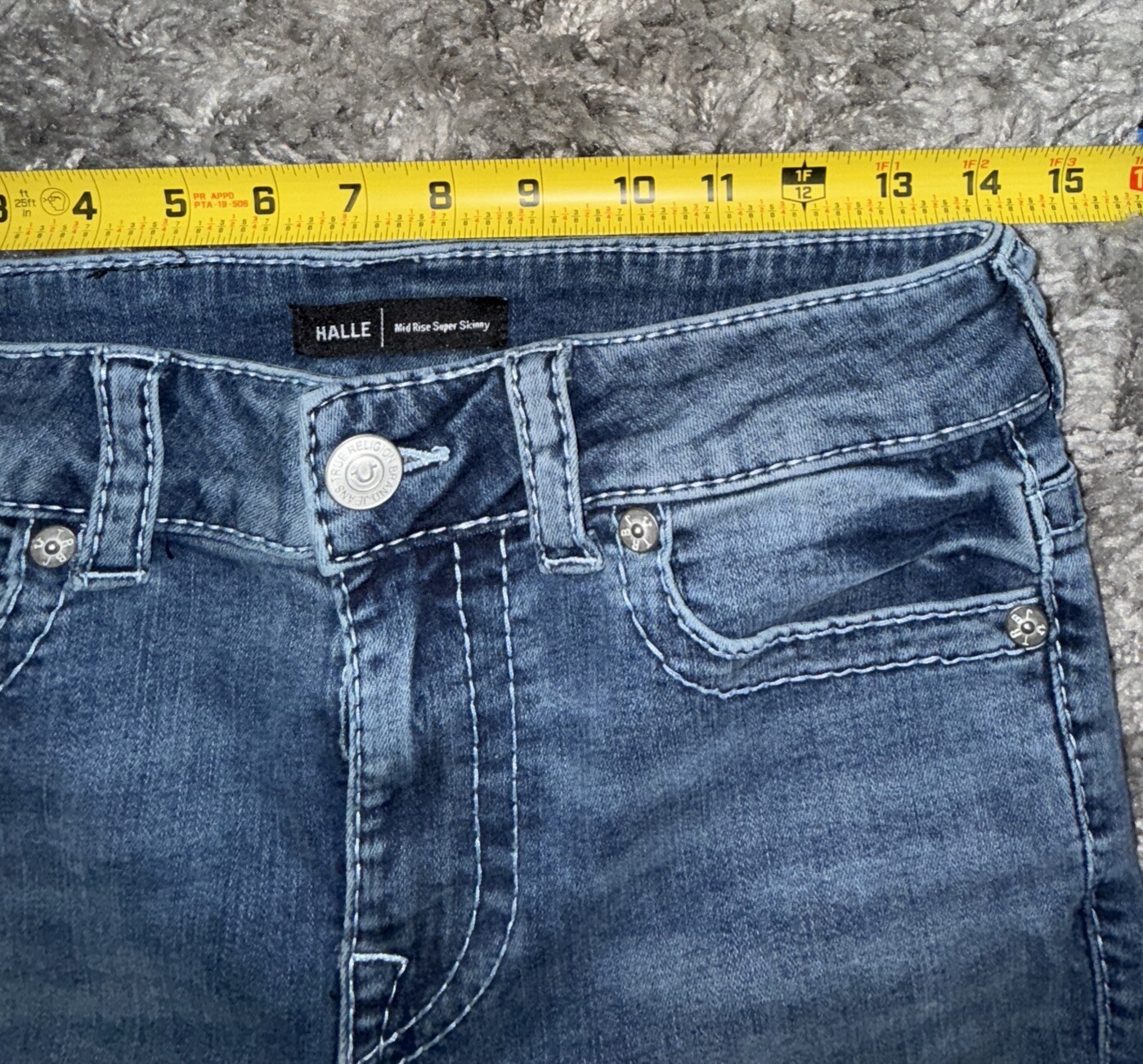 True Religion Halle Mid Rise Super Skinny Jeans Women's Size 28W Medium Wash thumbnail 4