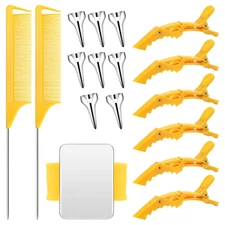 Hair Styling Tool Set for Braiding, 17 Pieces Including Hair Parting Yellow