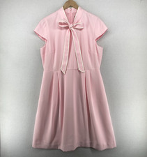 J.CREW Dress 16 Blythe Crepe Bow Neck Tie Cap Sleeve Pleated A-Line Pink NEW